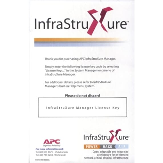APC InfraStruXure Manager 25-node license for enterprise infrastructure monitoring