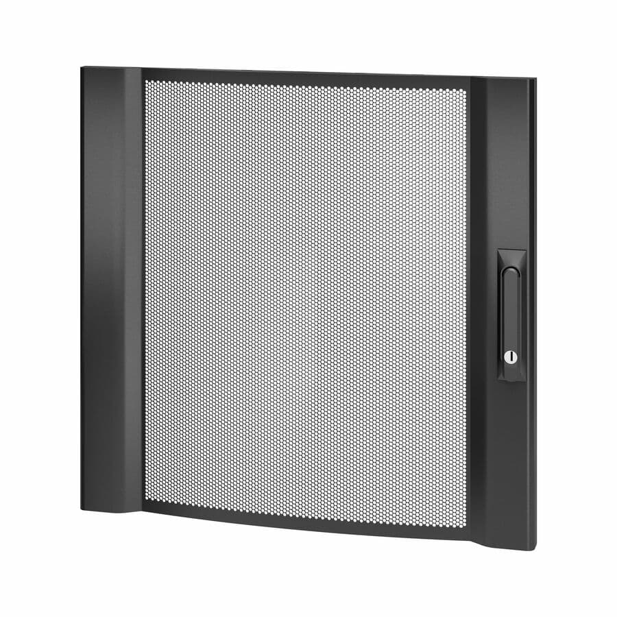 APC NetShelter SX 12U black rack enclosure with 600 mm width and perforated curved front door