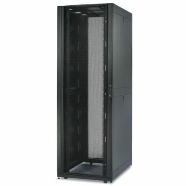 APC NetShelter SX 42U black floor-standing rack enclosure with 700 mm width, 1,070 mm depth, and side panels