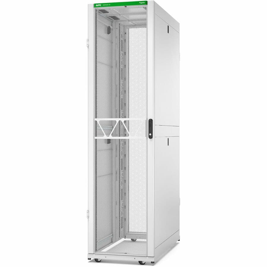 White APC NetShelter SX 48U enclosed rack cabinet with 19-inch mounting and 41.26-inch depth