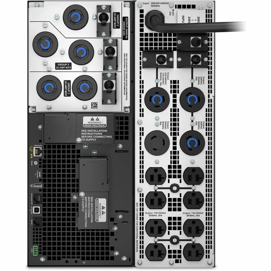 APC SRT6KXLT-5KTF rack-mount online UPS with 6,000 VA capacity and step-down transformer