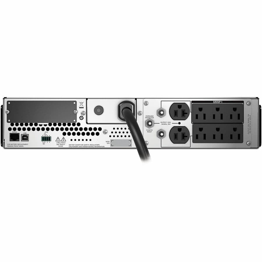 APC Smart-UPS SRT 2200VA rack-mount UPS with network card and 10 ft input cord