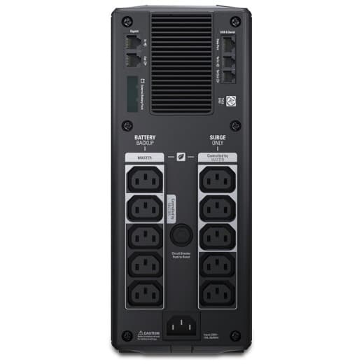 APC Back-UPS RS1500 230V tower UPS with serial port and stepped sine wave output
