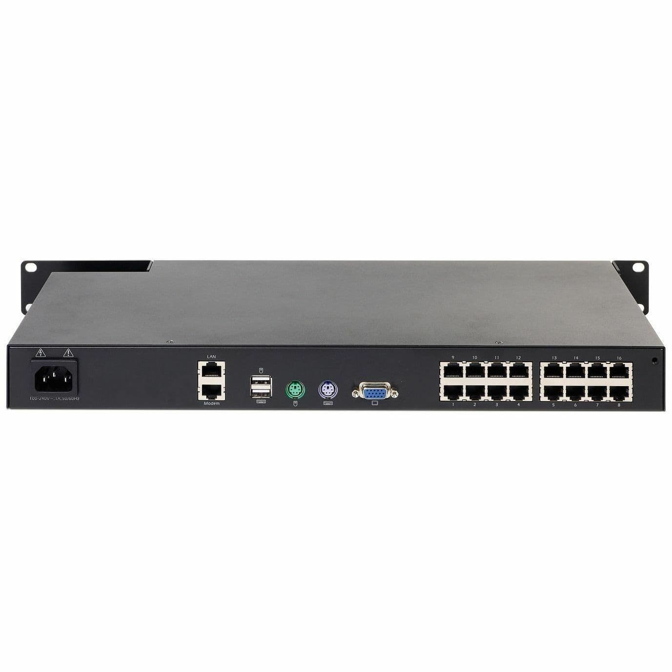 APC KVM1116R 16-port rack-mountable KVM switchbox with RJ-45, PS/2, USB, and VGA connections