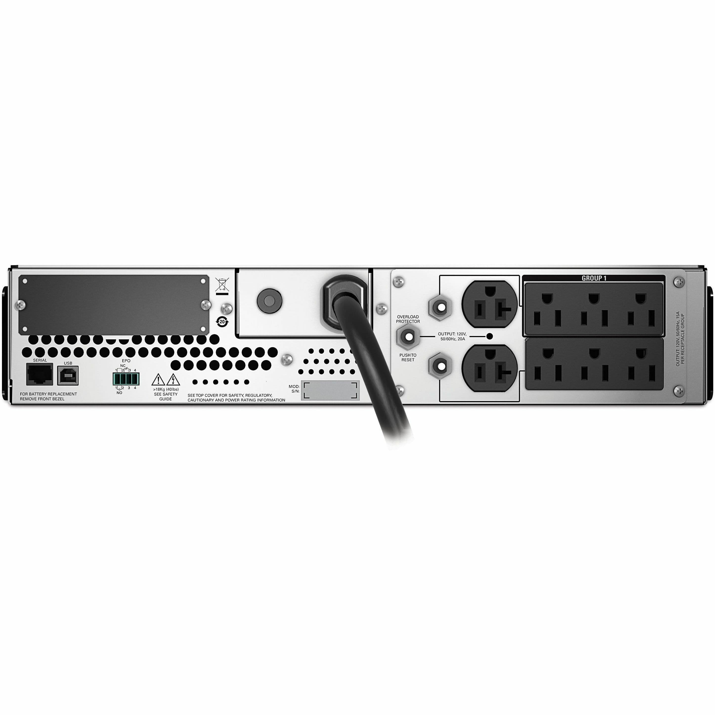 APC Smart-UPS SRT 2200VA rack-mount UPS with network card and 10 ft input cord