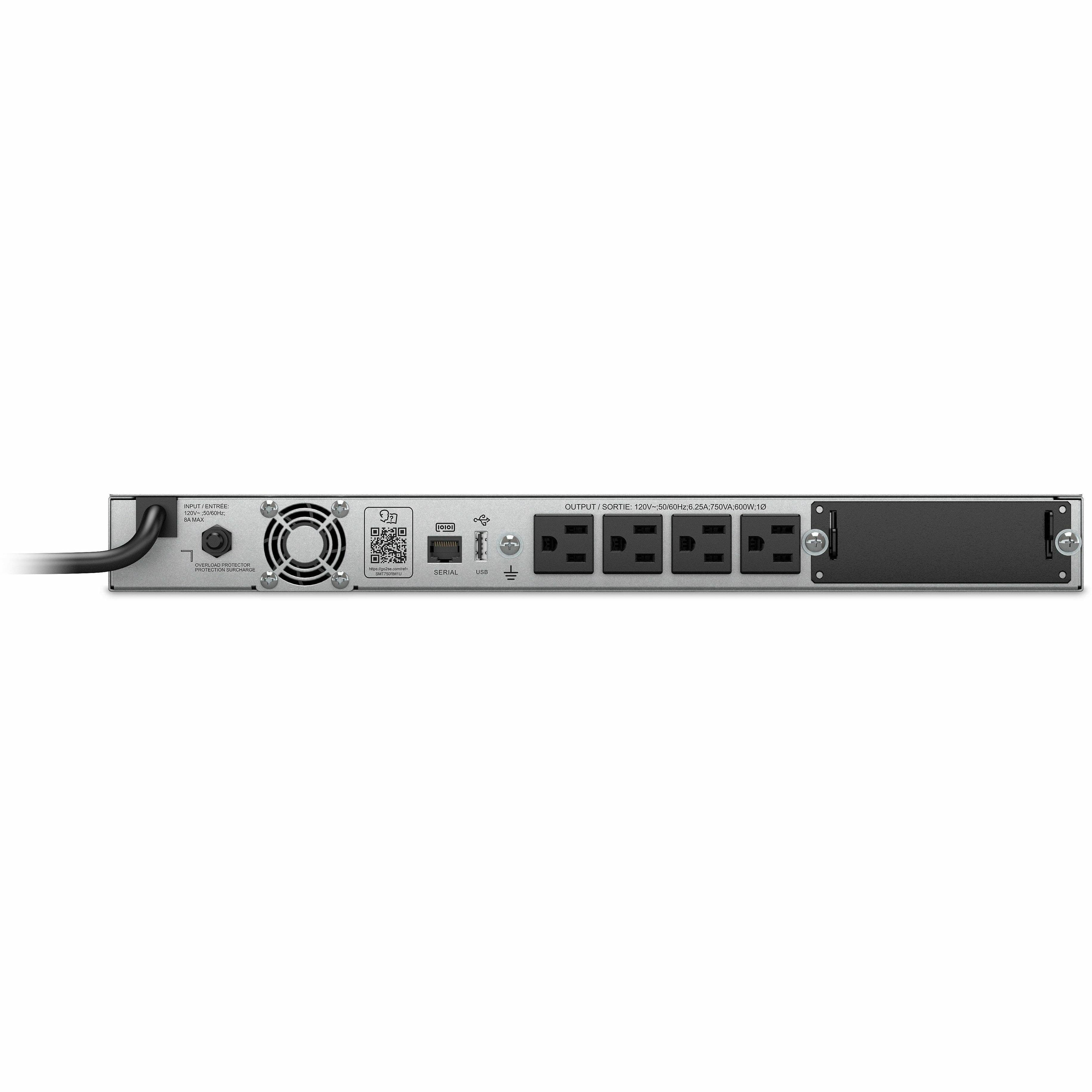 APC Smart-UPS 750 VA LCD 120 V 1U rackmount UPS with front LCD and NEMA 5-15R outlets