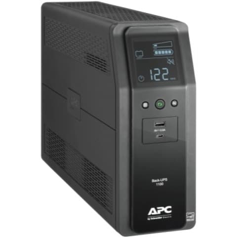 APC Back-UPS Pro BN1100M2-CA desktop UPS with LCD, AVR, 10 NEMA outlets, and USB charging ports