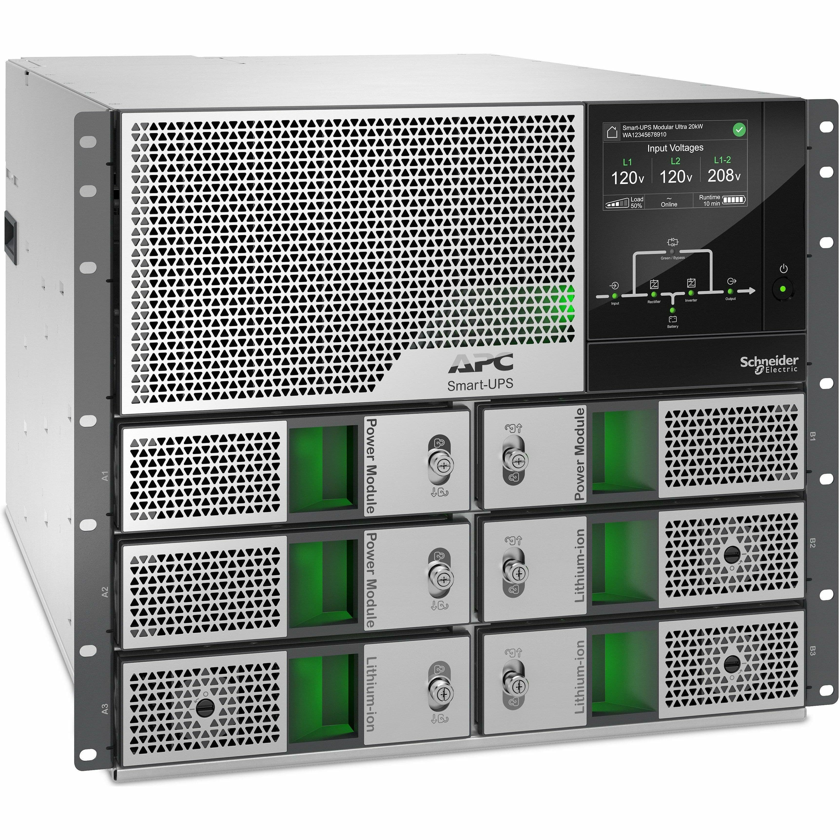 APC Smart-UPS Modular Ultra 15 kW rackmount online UPS for 208/240 V critical power protection