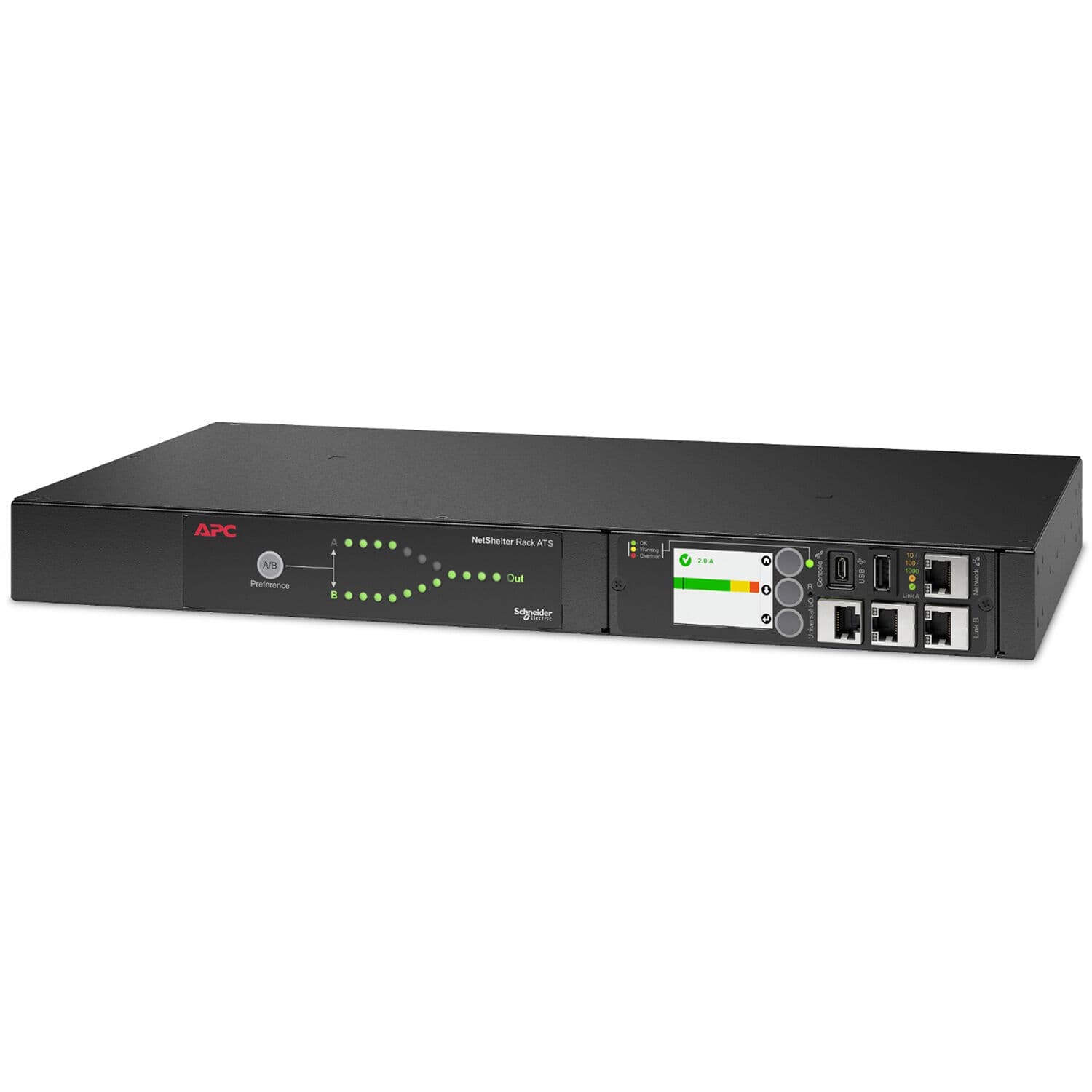 APC AP4430A Rack ATS with L6-20 input and 8 C13 plus 1 C19 outlets for 200-208 V rack power