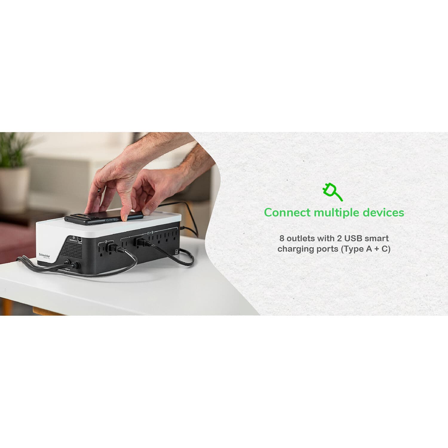 APC Back-UPS BE1050G3 desktop UPS with 8 outlets and 120 V battery backup