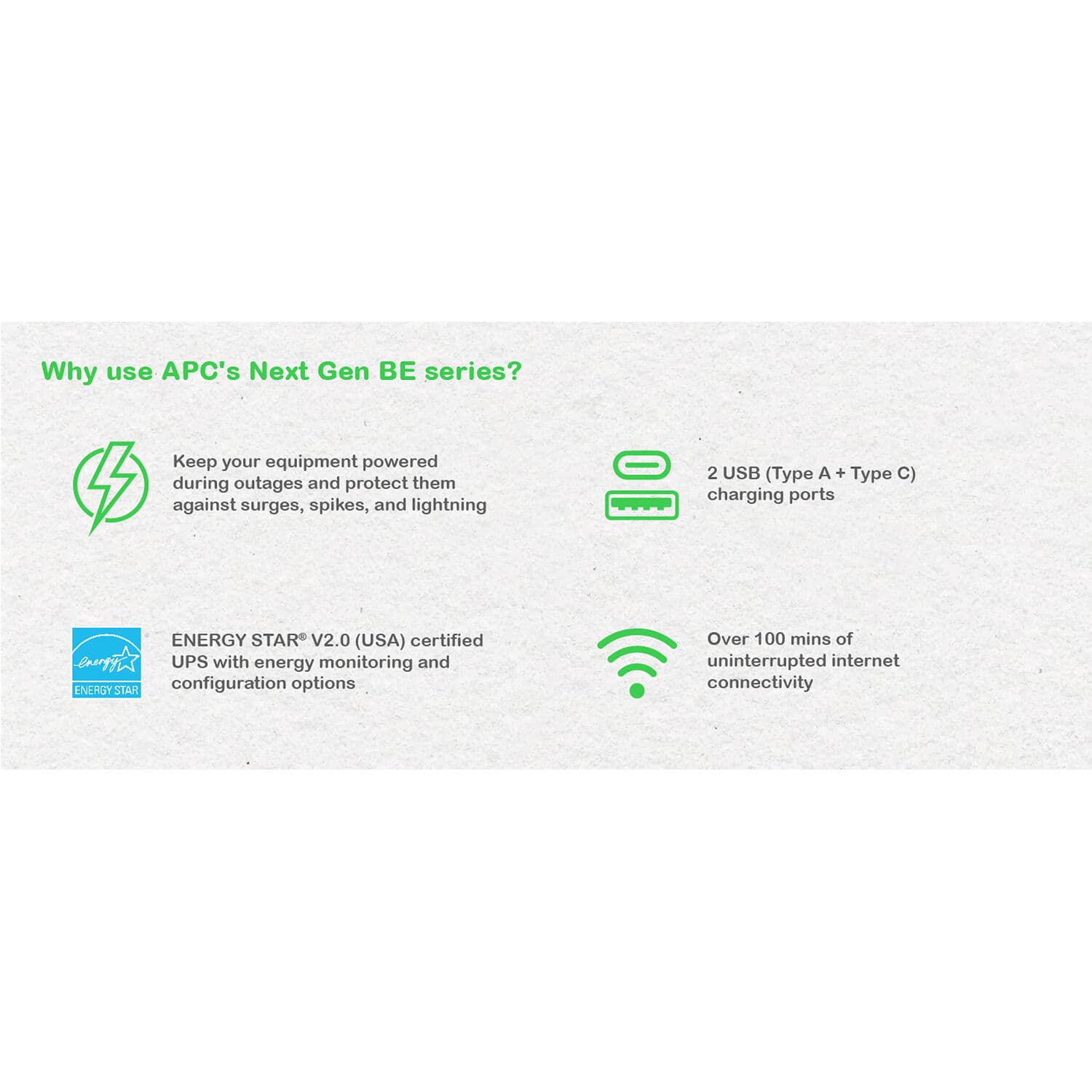 APC Back-UPS BE700G3 desktop UPS with 700 VA capacity and 6 outlets