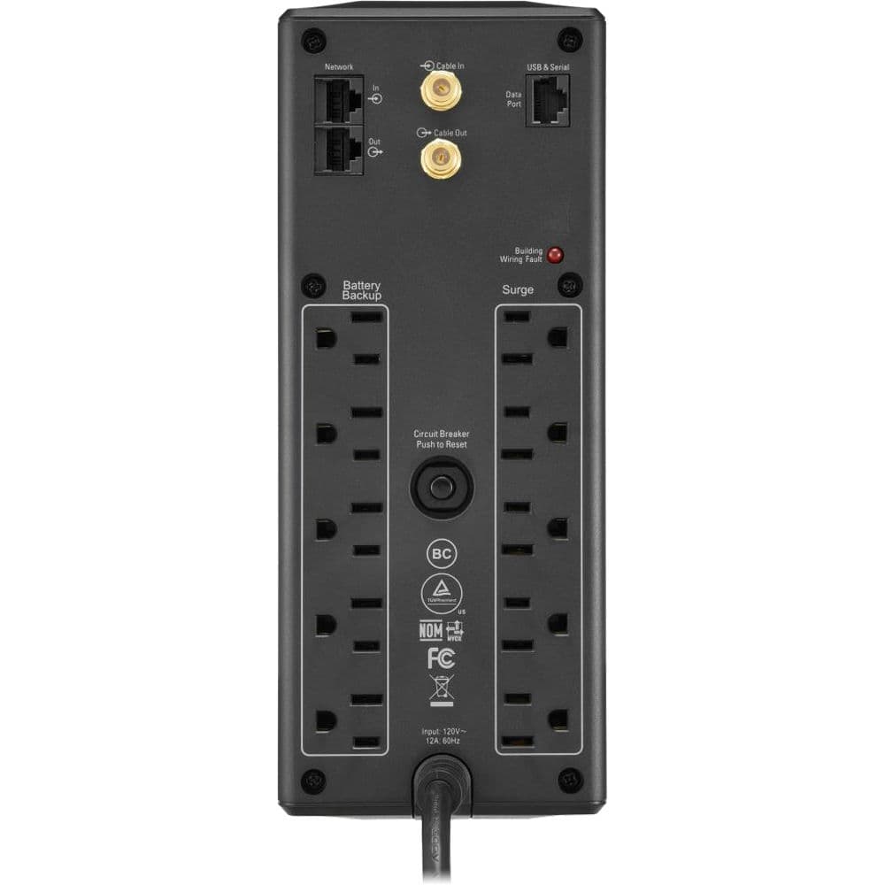 APC Back-UPS BX1350M 1,350 VA compact tower UPS with LCD and 5 NEMA 5-15R outlets