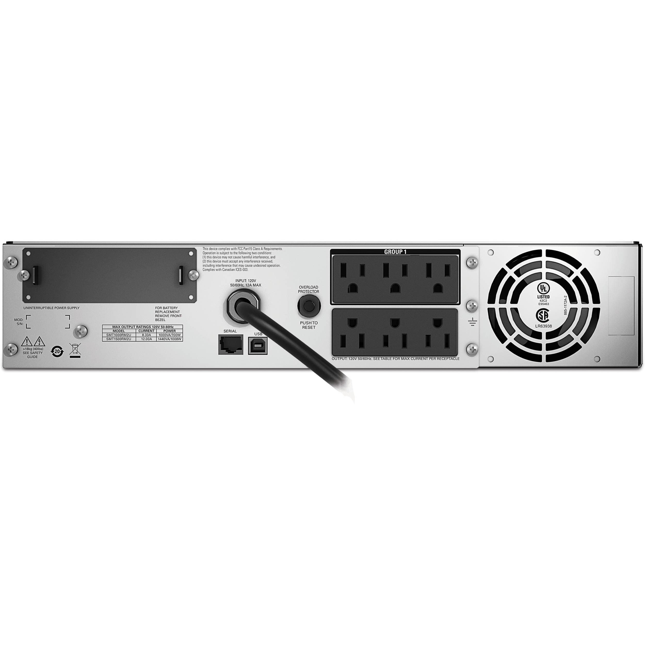 APC Smart-UPS 1500VA LCD rack mount 2U 120V UPS with L5-15P input